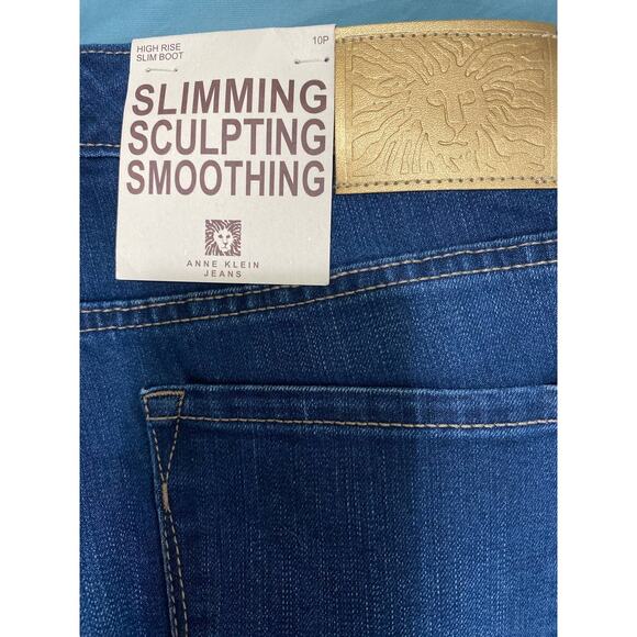 Anne Klein Womens High Rise Slim Boot Blue Denim Jeans NEW Size 10P - Picture 8 of 11
